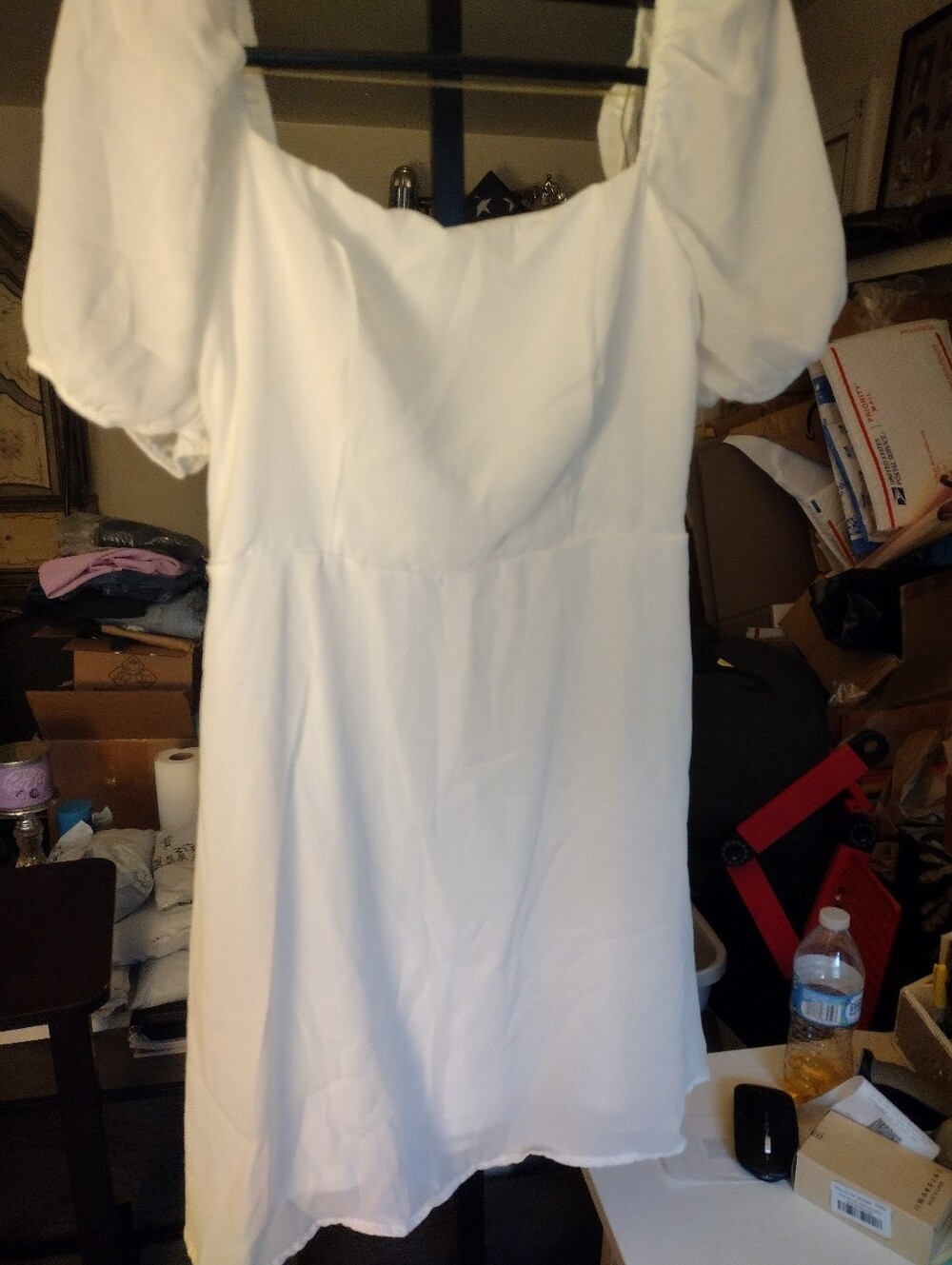 NWT Wild Meadow White Puff Sleeve Women's Dress - Classic Square Neck